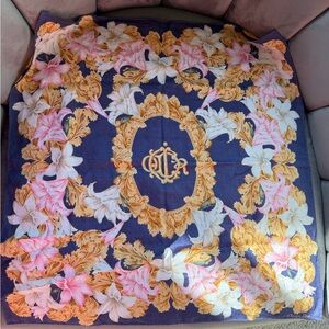 Christian Dior Scarf – Navy Floral Baroque Print